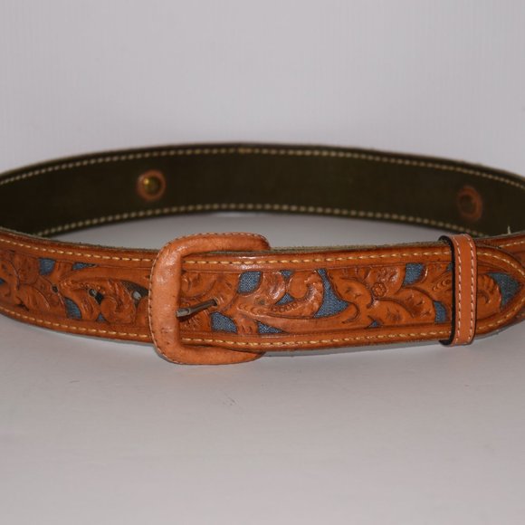 Vintage Aileen Brown Leather Western Cowgirl Belt